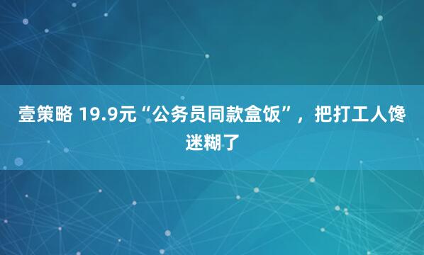 壹策略 19.9元“公务员同款盒饭”，把打工人馋迷糊了